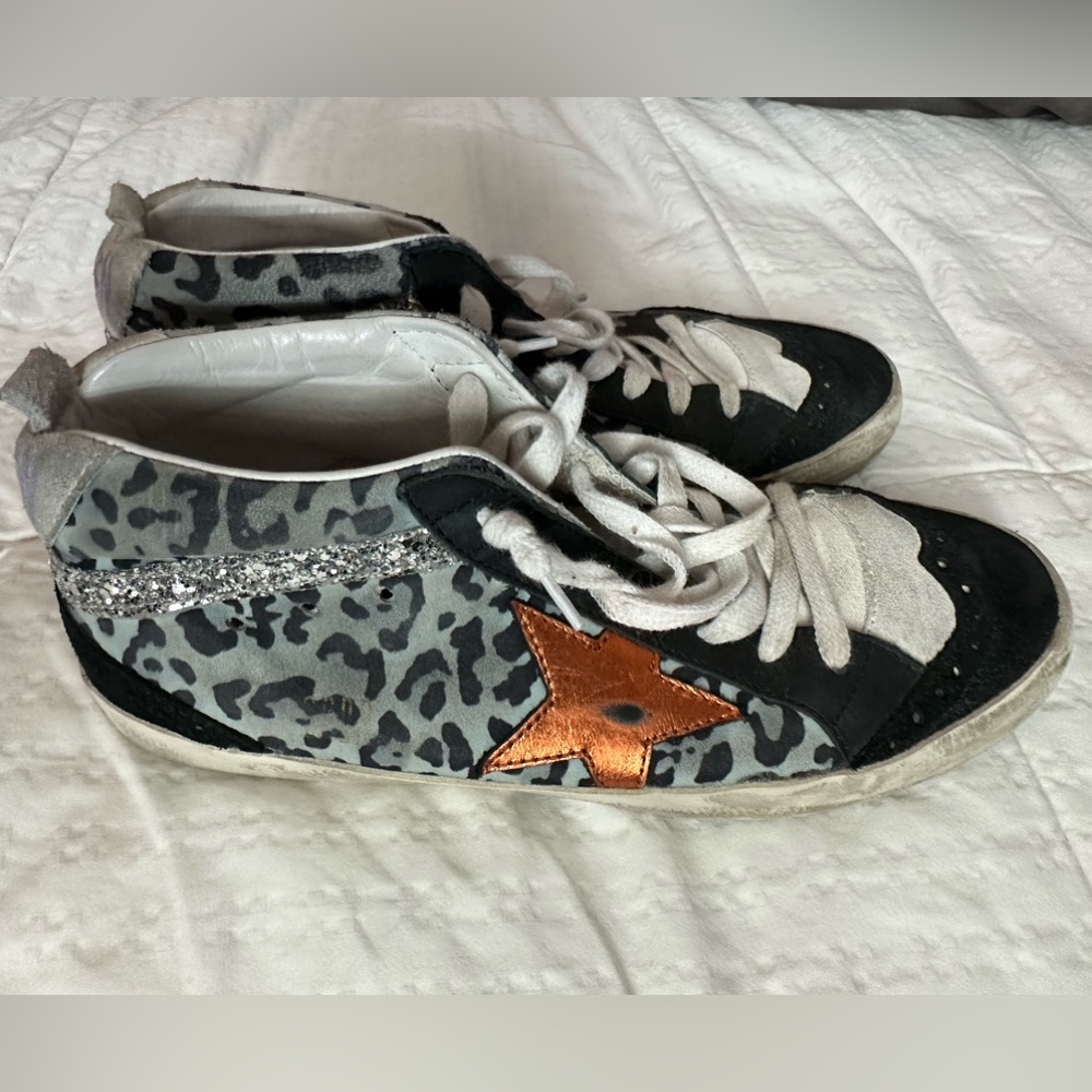 Golden Goose Midstar size 38 animal print with glitter